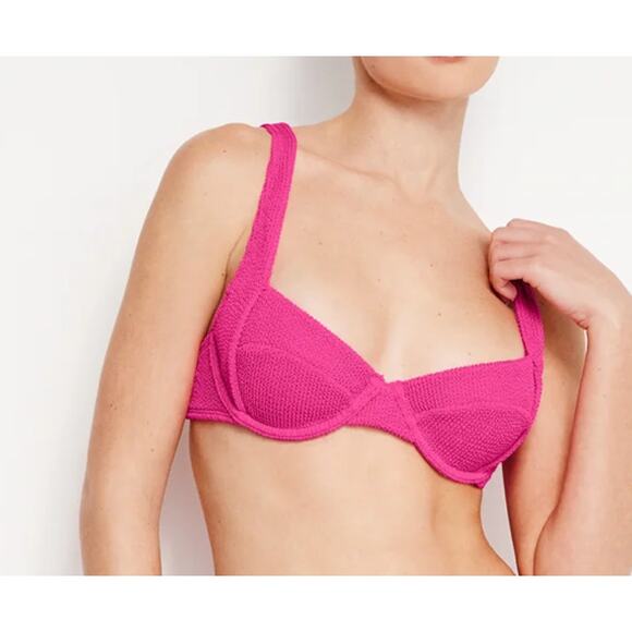 NWT Good American ALWAYS FITS DEMI BIKINI TOP | PINK GLOW size-XS - Picture 1 of 4